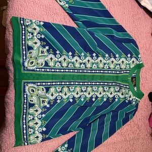 Bob Mackie Green and Blue Patterned Top